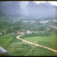 Vangviang : air views of village and surrounding area