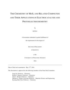 THE CHEMISTRY OF MoS2 AND RELATED COMPOUNDS AND THEIR APPLICATIONS IN ELECTROCATALYSIS AND PHOTOELECTROCHEMISTRY