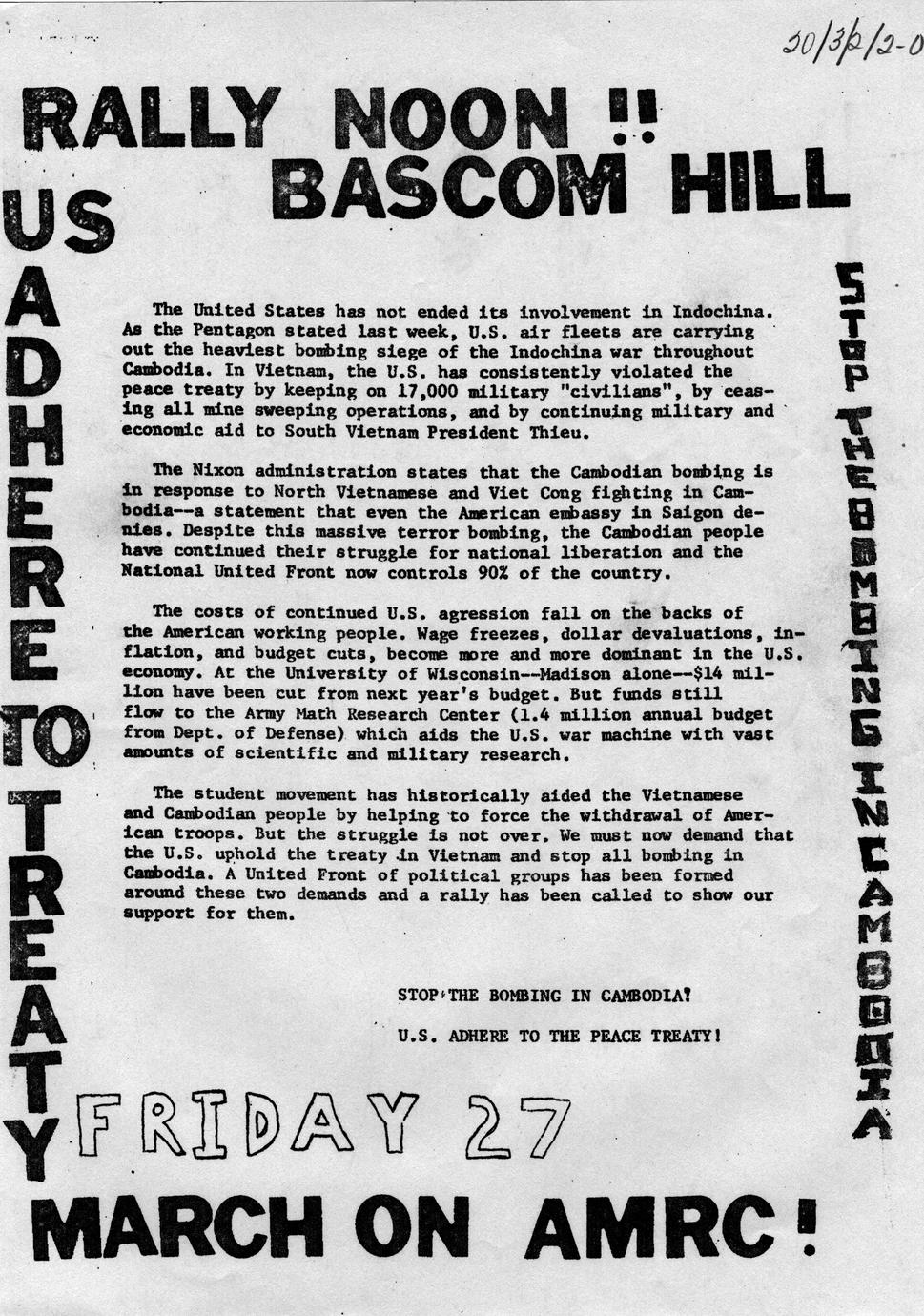 Cambodia rally flier - UWDC - UW-Madison Libraries