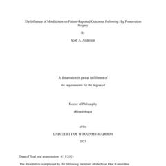 The Influence of Mindfulness on Patient-Reported Outcomes Following Hip Preservation Surgery