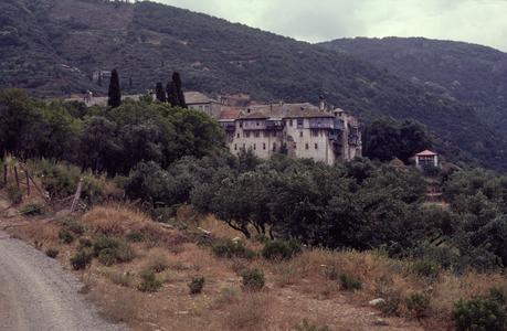 Distant view of Xeropotamou Monastery
