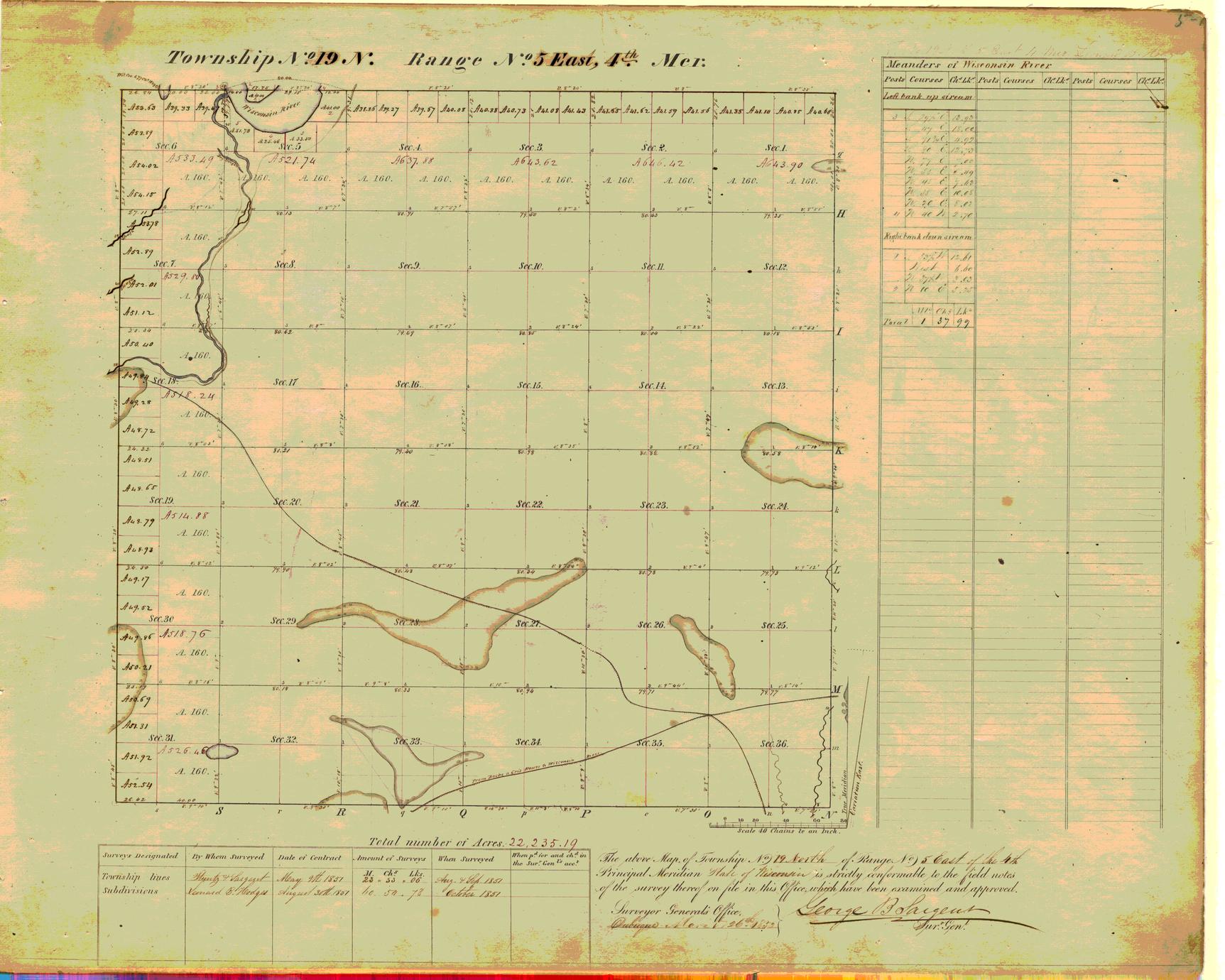 [Public Land Survey System map: Wisconsin Township 19 North, Range 05 East]