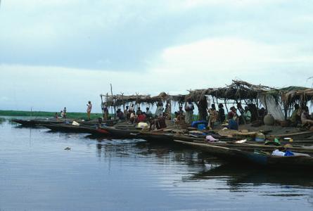 Market at Lagoon Shore Near Cotonou