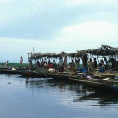 Market at Lagoon Shore Near Cotonou
