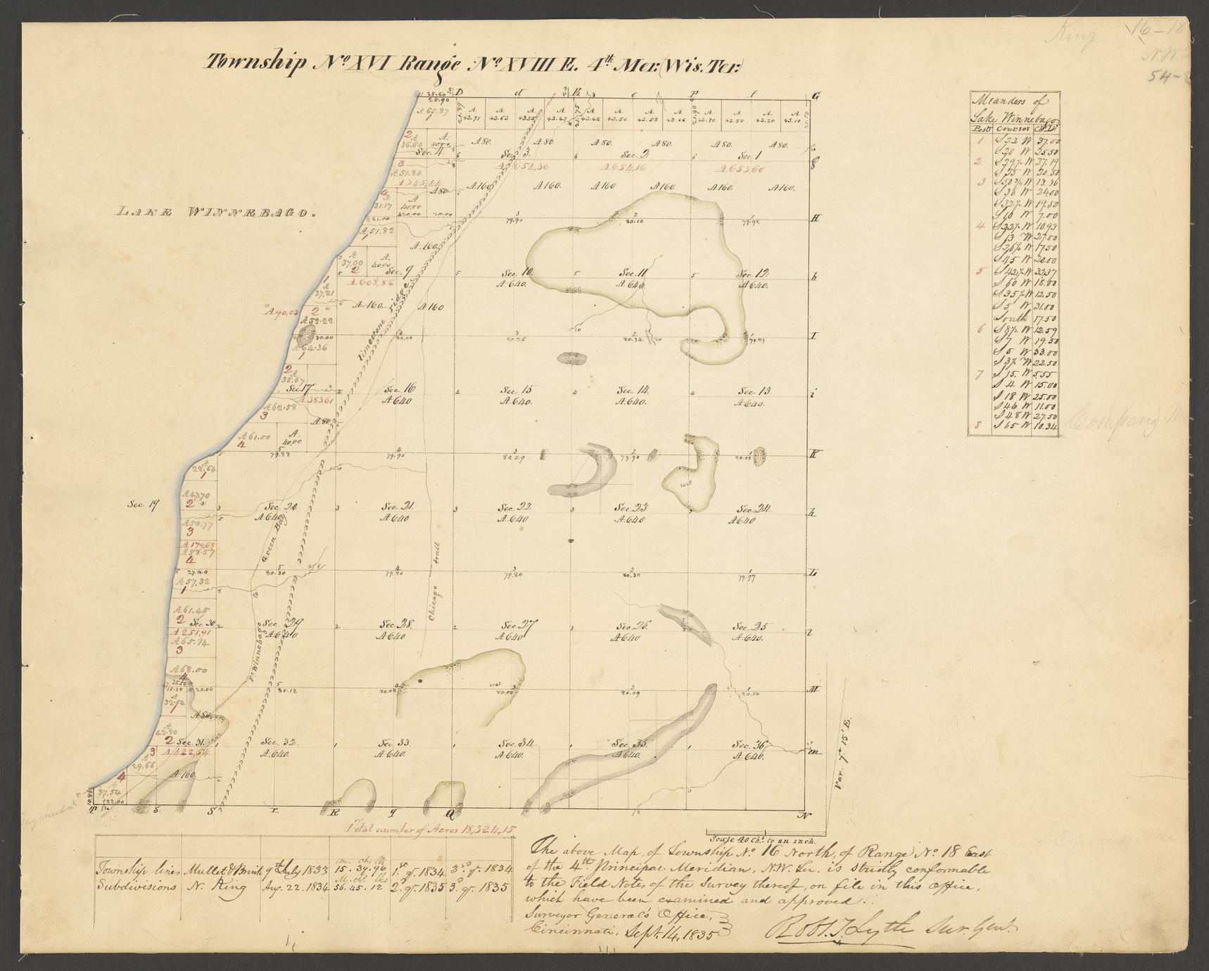 [Public Land Survey System map: Wisconsin Township 16 North, Range 18 East]