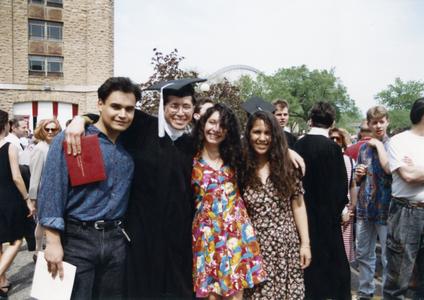 Four students at graduation about 1992