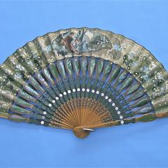 Fan with image of man courting woman