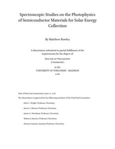 Spectroscopic Studies on the Photophysics of Semiconductor Materials for Solar Energy Collection