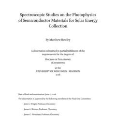 Spectroscopic Studies on the Photophysics of Semiconductor Materials for Solar Energy Collection