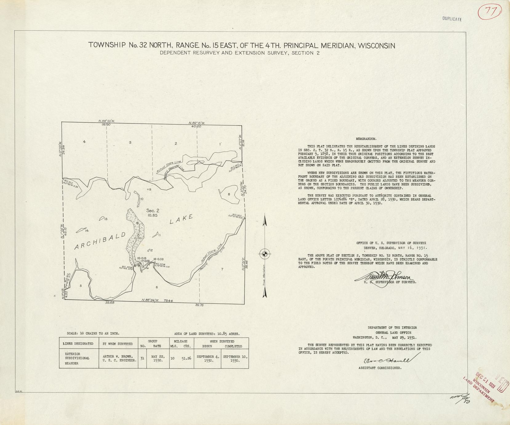 [Public Land Survey System map: Wisconsin Township 32 North, Range 15 East]
