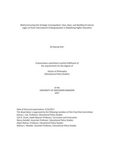 (Re)Constructing the Strategic Cosmopolitan: Class, Race, and Neoliberal Cultural Logics of Asian International Undergraduates in Globalizing Higher Education