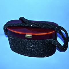 Black beaded Lucite purse