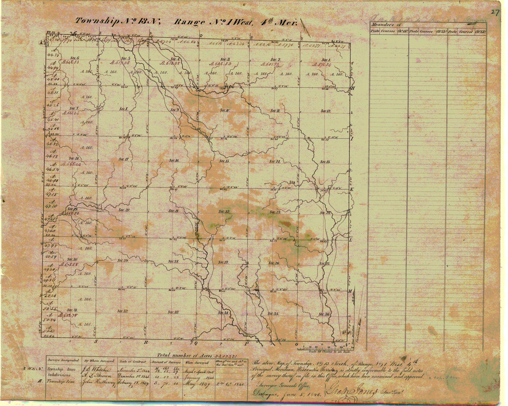 [Public Land Survey System map: Wisconsin Township 13 North, Range 01 West]