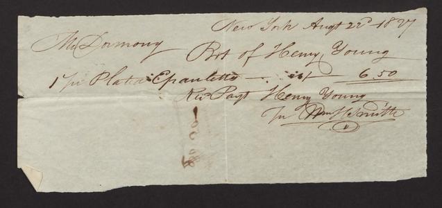 Bill from Henry Young, New York, Aug. 22, 1827