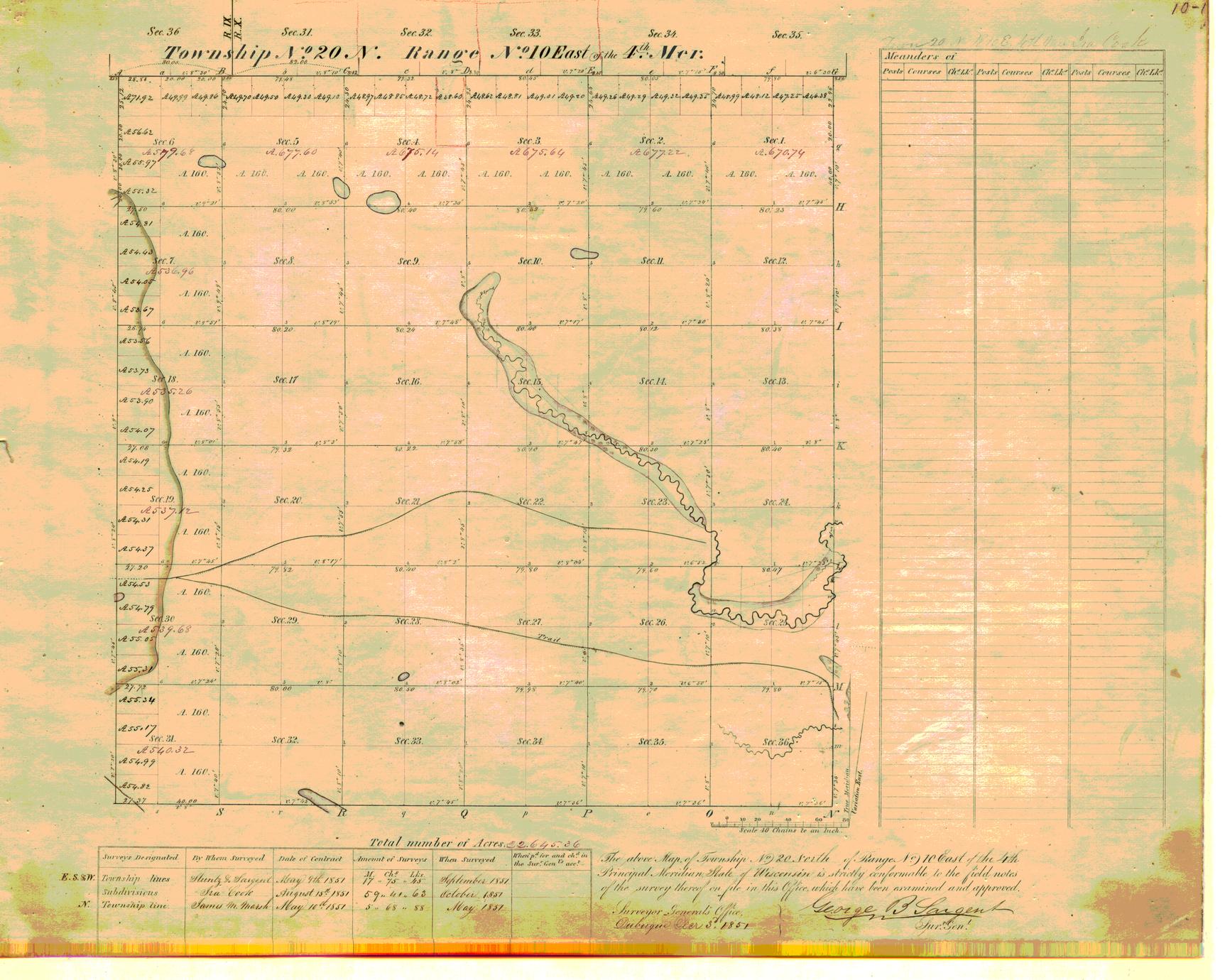[Public Land Survey System map: Wisconsin Township 20 North, Range 10 East]