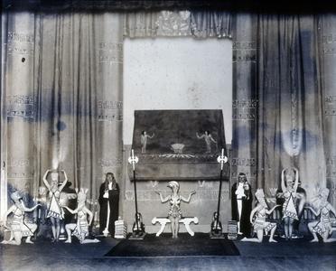 Peters Brothers with concertinas on Egyptian-themed stage set