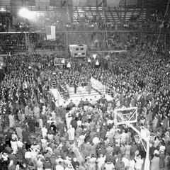Fieldhouse crowd during boxing match