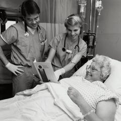 Student nurses working in hospital