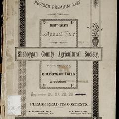 Rules, regulations, and list of premiums of the 36th annual fair, to be held at Sheboygan Falls, Wis., September 20, 21, 22 and 23, 1887
