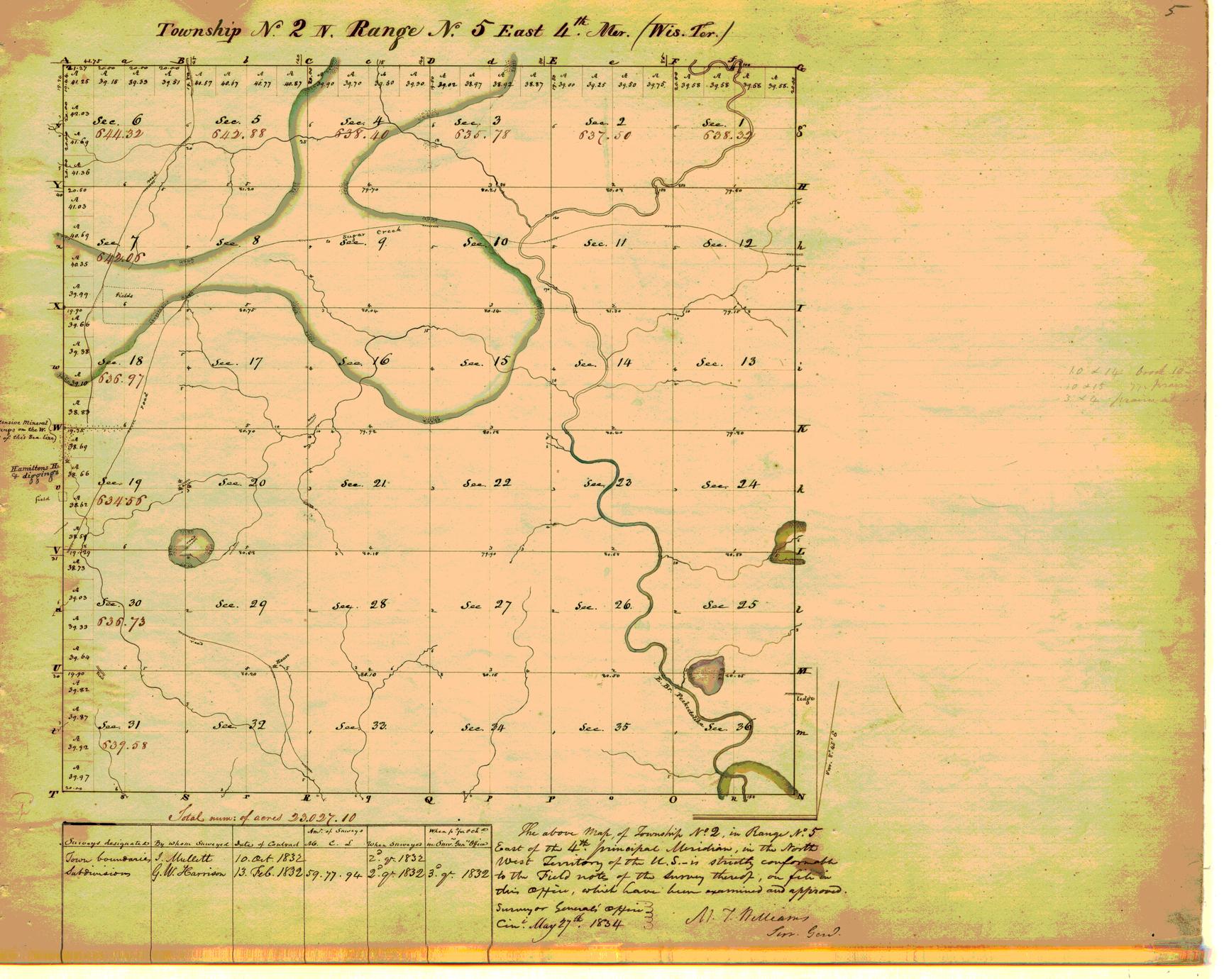 [Public Land Survey System map: Wisconsin Township 02 North, Range 05 East]