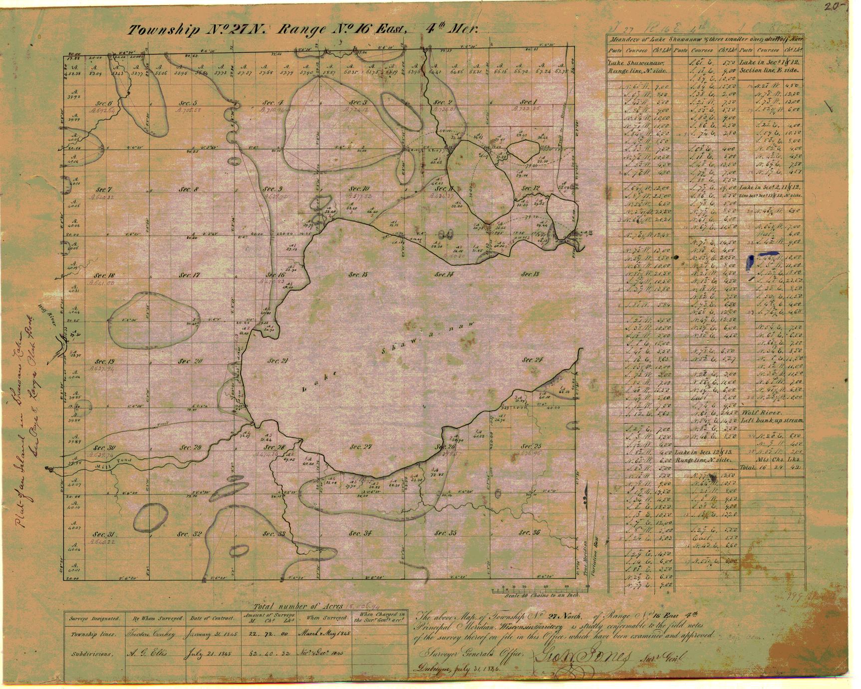 [Public Land Survey System map: Wisconsin Township 27 North, Range 16 East]