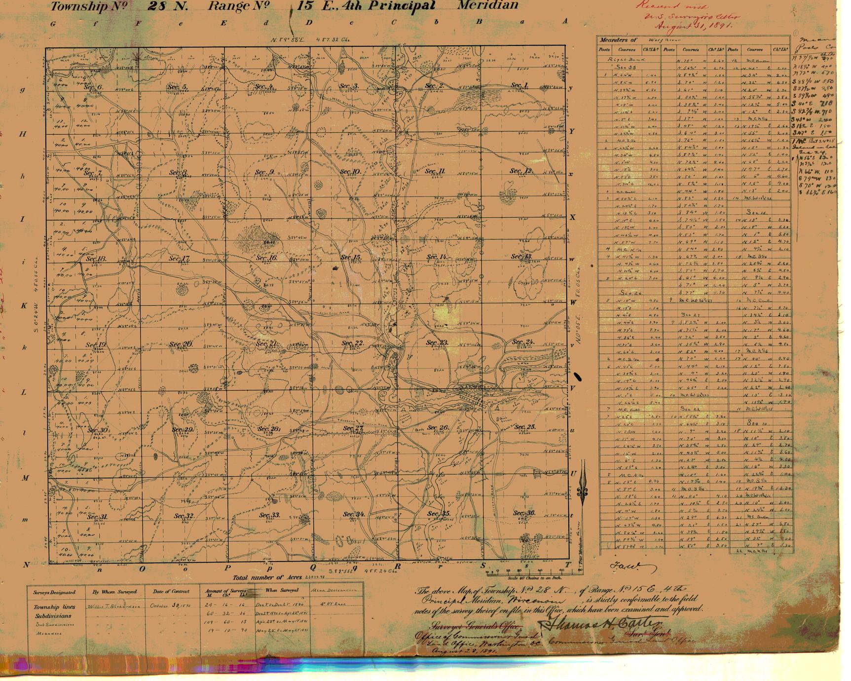 [Public Land Survey System map: Wisconsin Township 28 North, Range 15 East]