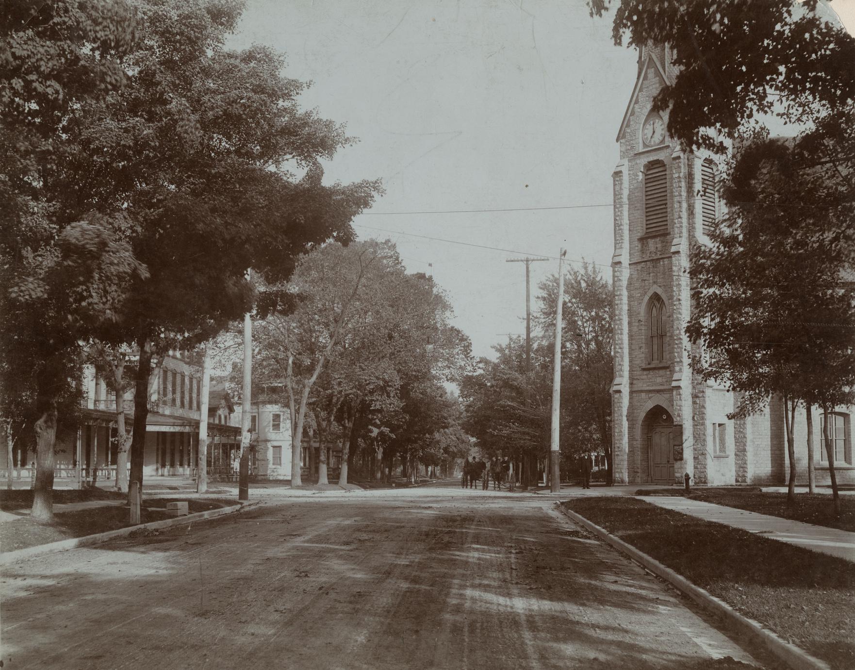 Wisconsin Avenue, Waukesha, east view with trees