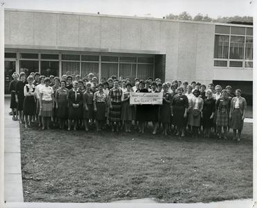 Wisconsin Athletic and Recreation Federation of College Women (WARFCW) Convention group photograph, Eau Claire, 1962