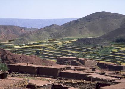 View of Landscape and Terraced Fields from a Fortified Town in the High Atlas