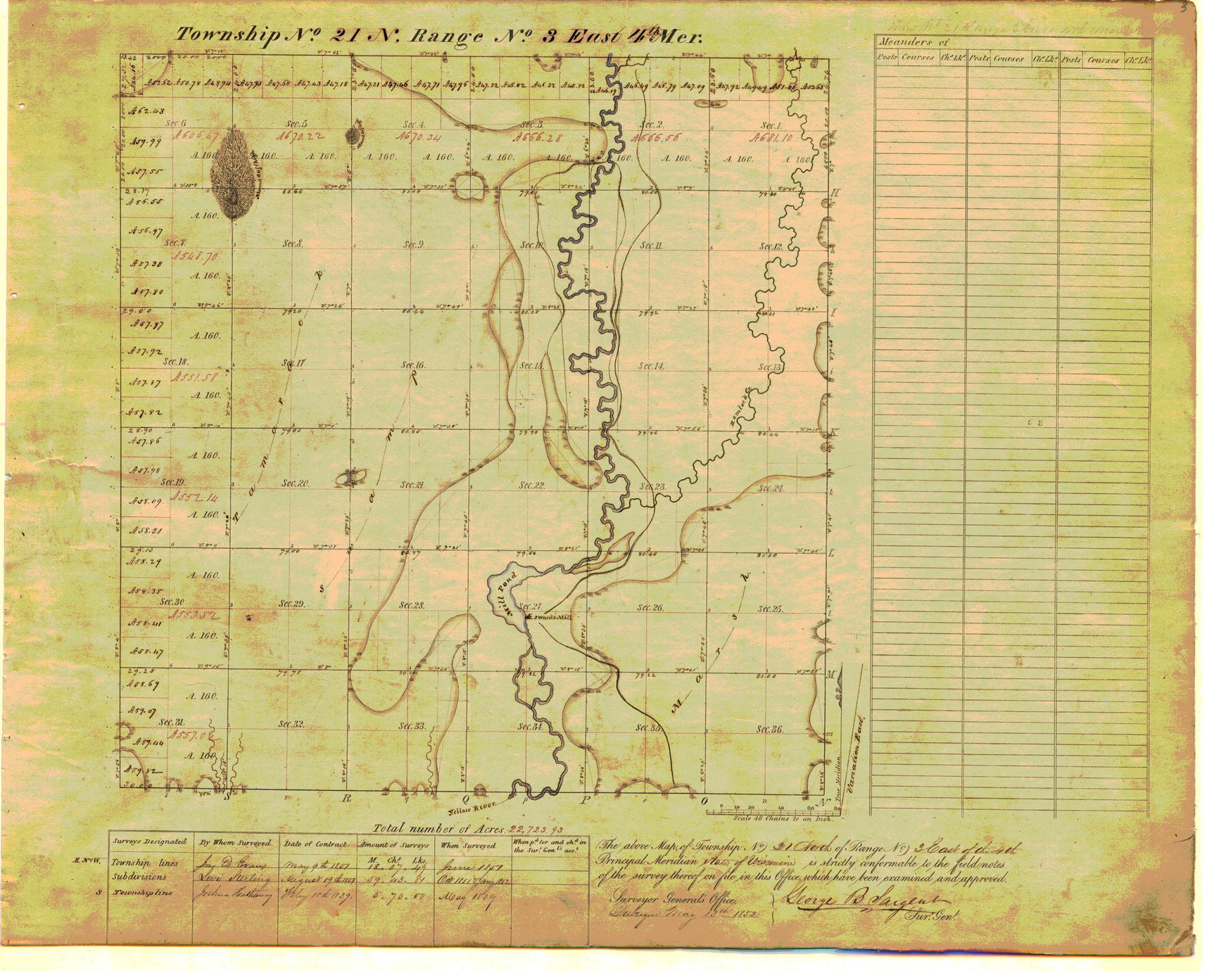 [Public Land Survey System map: Wisconsin Township 21 North, Range 03 East]