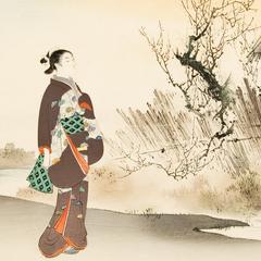 Young Woman by Plum Tree, from a series of women in interiors and landscapes