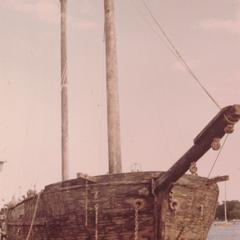 Bow view of the Alvin Clark after being raised