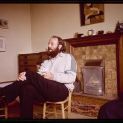 Timothy Neat being interviewed at his home at Wormit, Fife