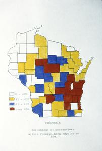 Map of Wisconsin showing German-American population