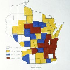 Map of Wisconsin showing German-American population