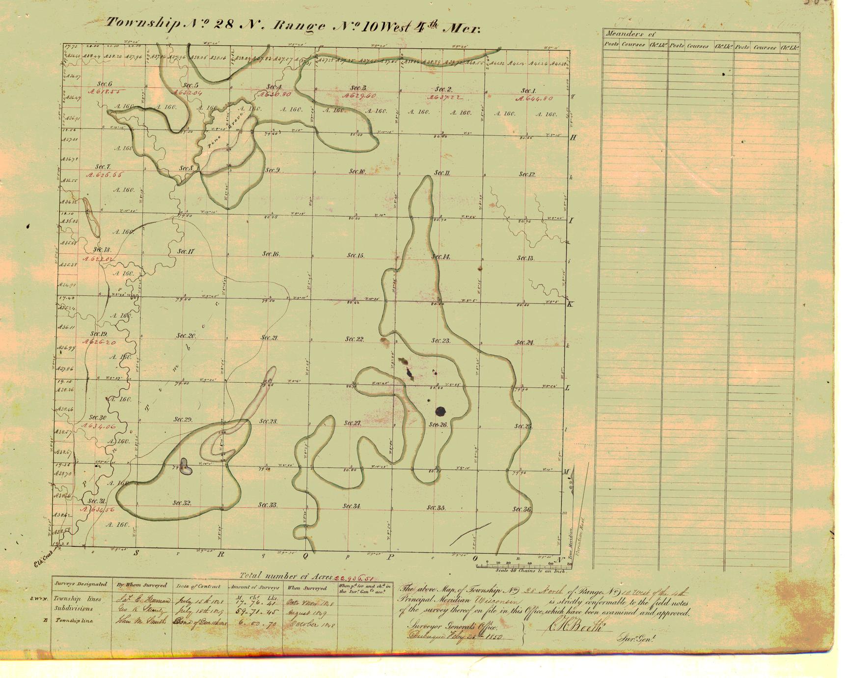 [Public Land Survey System map: Wisconsin Township 28 North, Range 10 West]