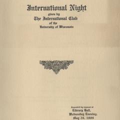 International Night Program, 1909
