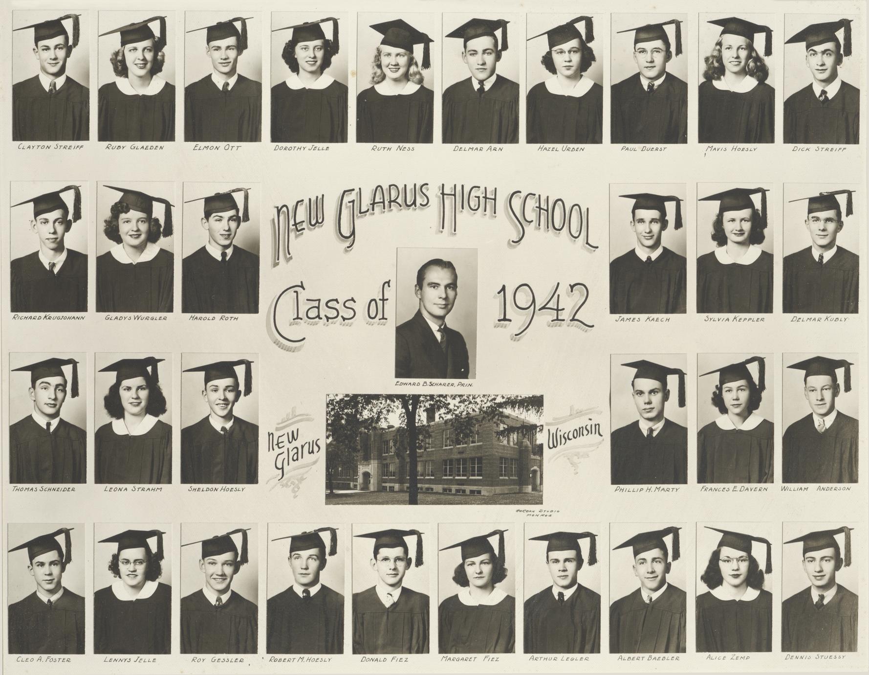 1942 New Glarus High School graduating class