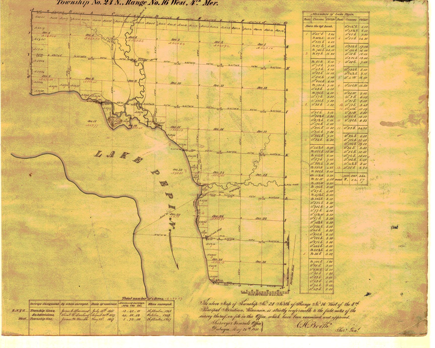 [Public Land Survey System map: Wisconsin Township 24 North, Range 16 West]