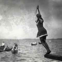 Woman diving into Lake Mendota