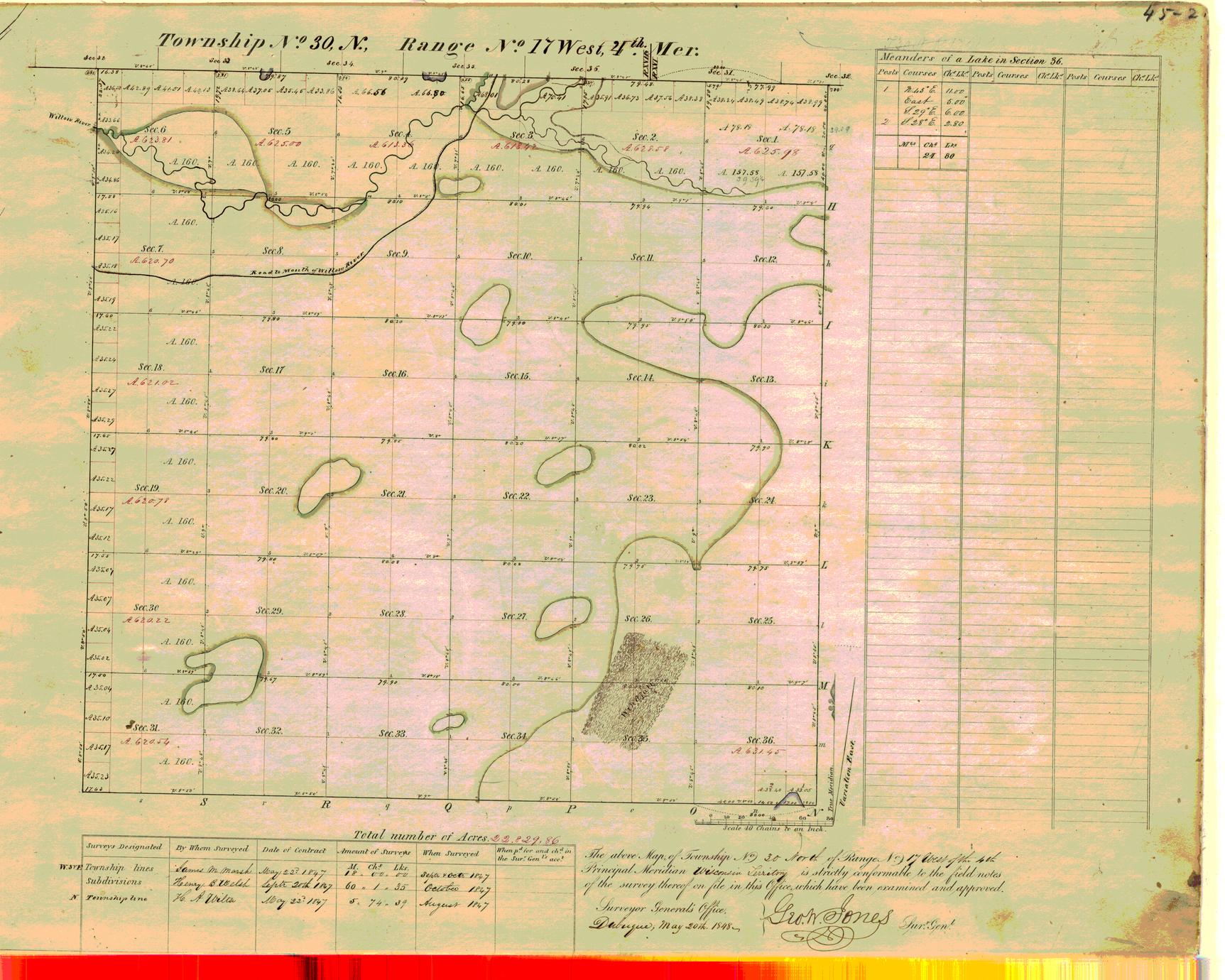 [Public Land Survey System map: Wisconsin Township 30 North, Range 17 West]