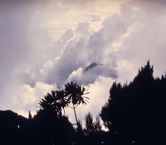 Ruwenzori Mountains Behind Clouds on Border with Uganda