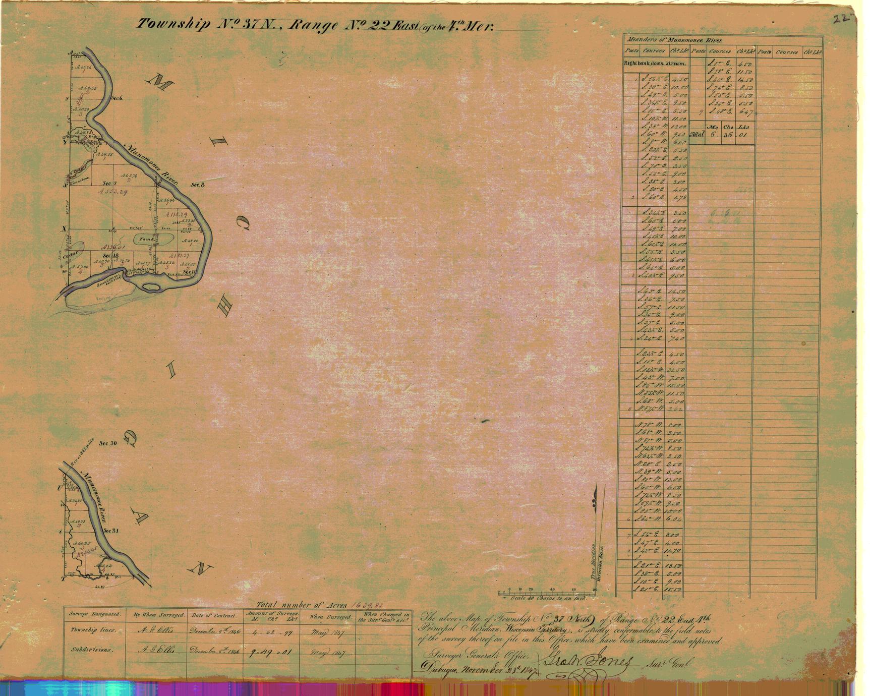 [Public Land Survey System map: Wisconsin Township 37 North, Range 22 East]