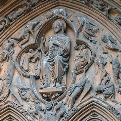 Lincoln Cathedral exterior Angel Choir south side Judgement Porch tympanum