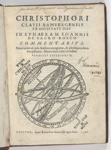 Engraved title page from clavius' in sphaeram joannis de sacro bosco commentarius