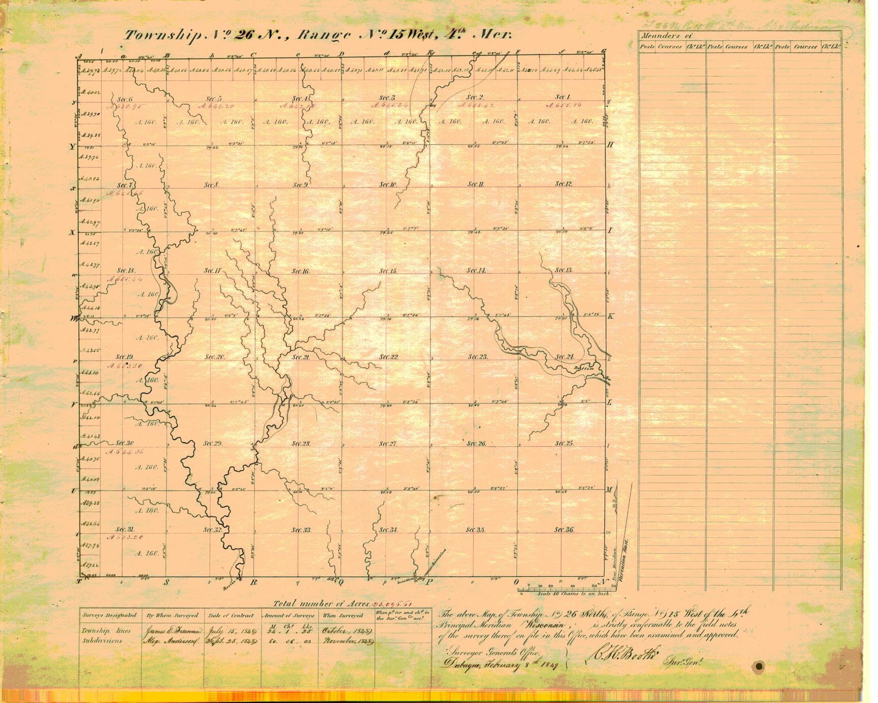 [Public Land Survey System map: Wisconsin Township 26 North, Range 15 West]