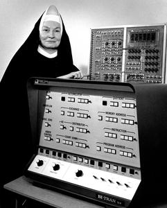 Sister Mary Kenneth Keller with Bi-Tran Six teaching computer