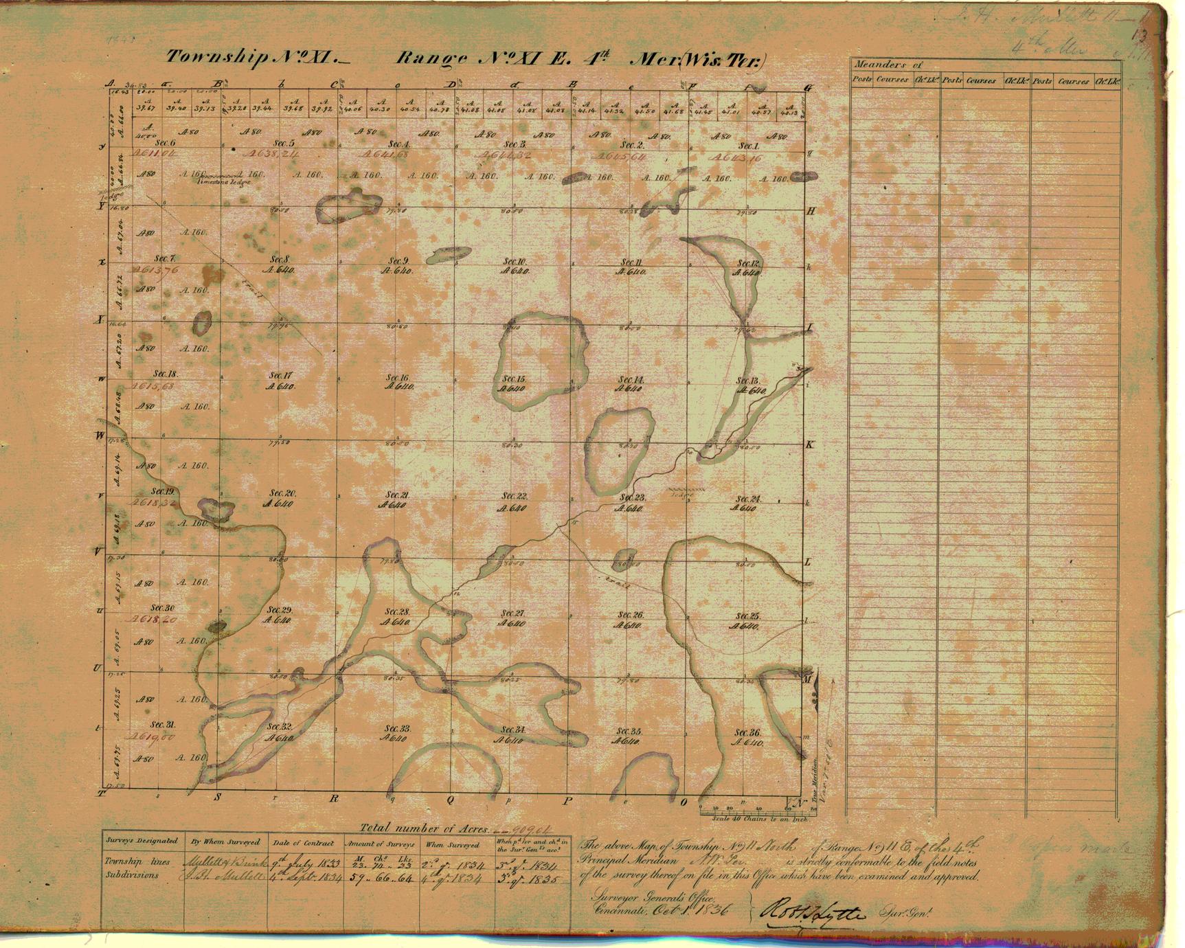 [Public Land Survey System map: Wisconsin Township 11 North, Range 11 East]
