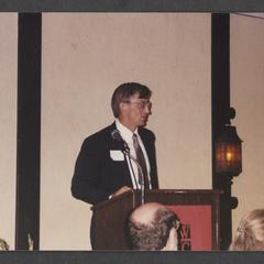 Thomas Brigham speaking at the UW-Washington County 25 Years Silverbration