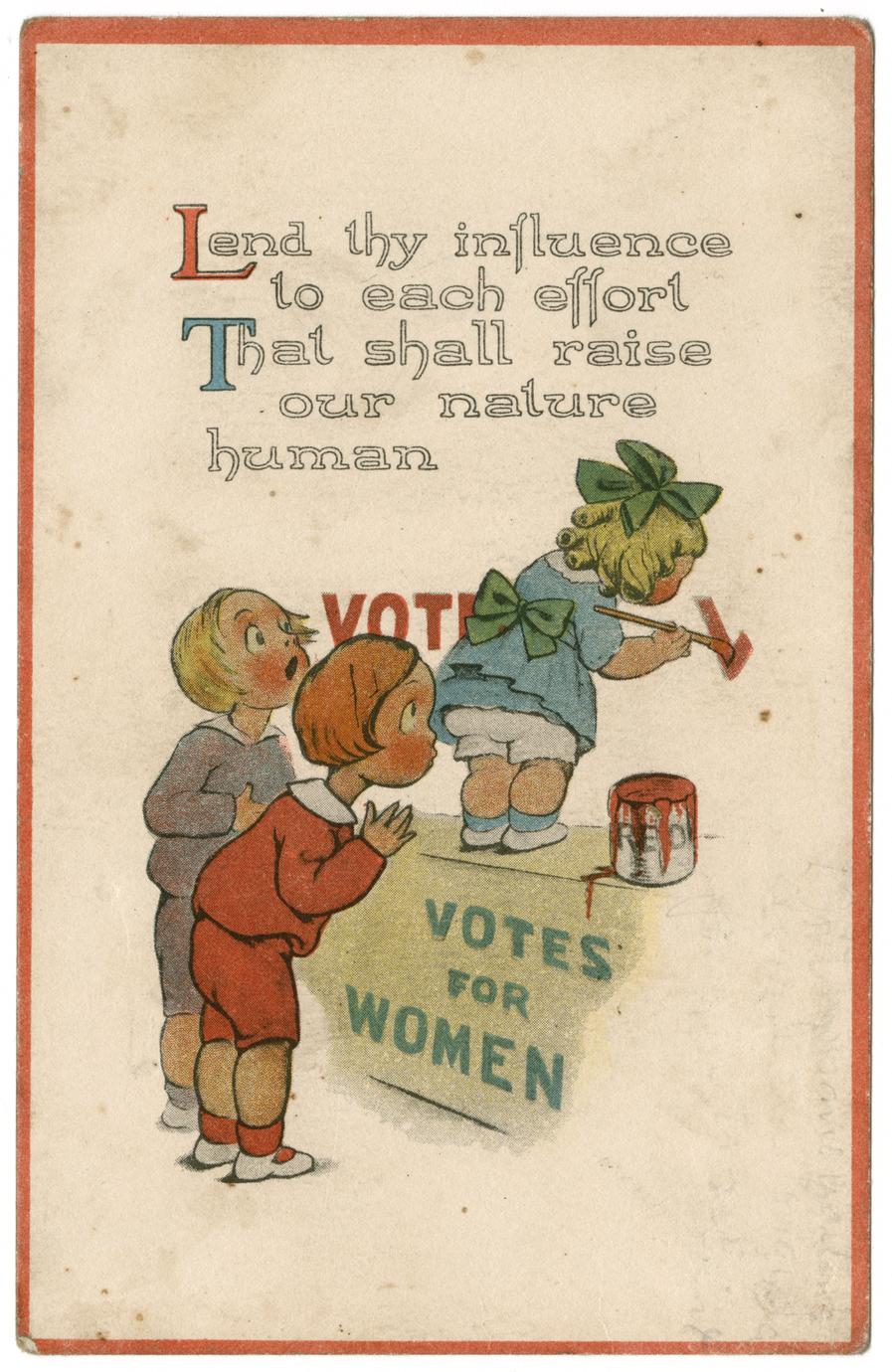 Lend thy influence, suffrage postcard (1 of 2)